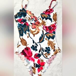 SHEIN Floral Print Scallop Trim Cami Top Size S
